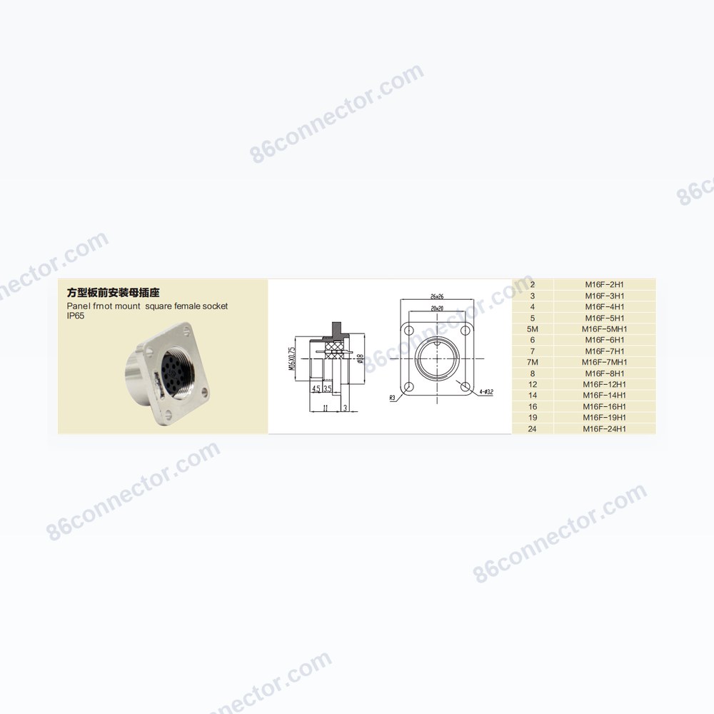 M16F-H — Dimensions / specs