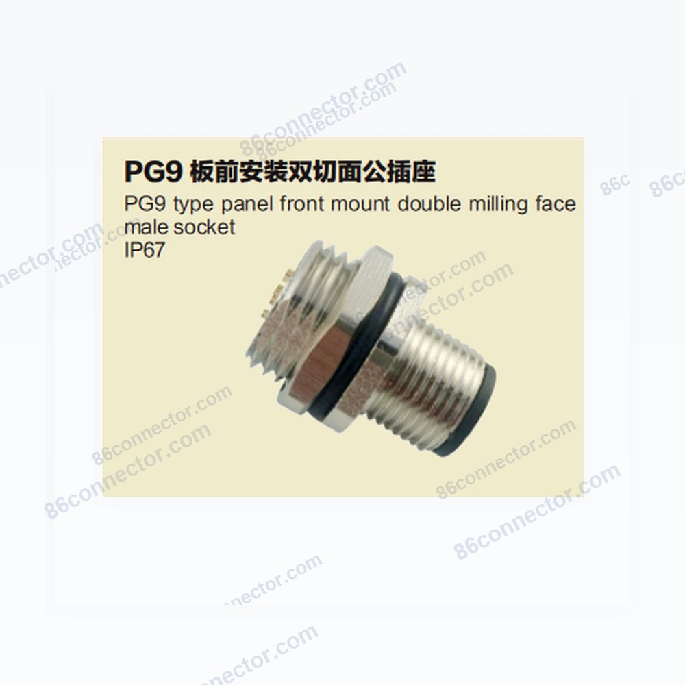 M12-B1 PG9 PG9 type panel front mount double milling face male socket/IP67
