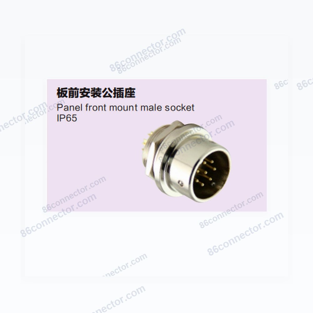 XS16-B Panel front mount male socket/IP65-Push-in quick locking-2 3 4 5 6 7 8 9pins