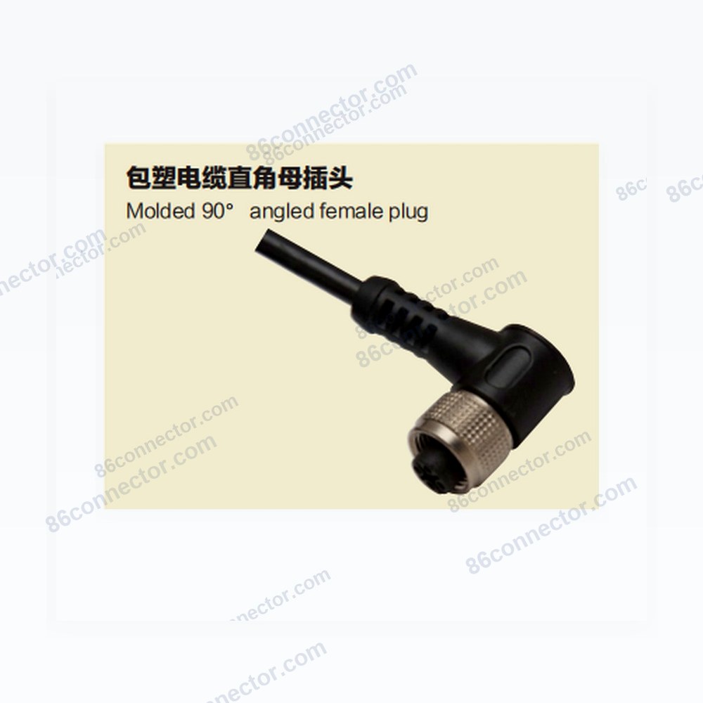 M12-W-ZS Molded 90° angled female plug