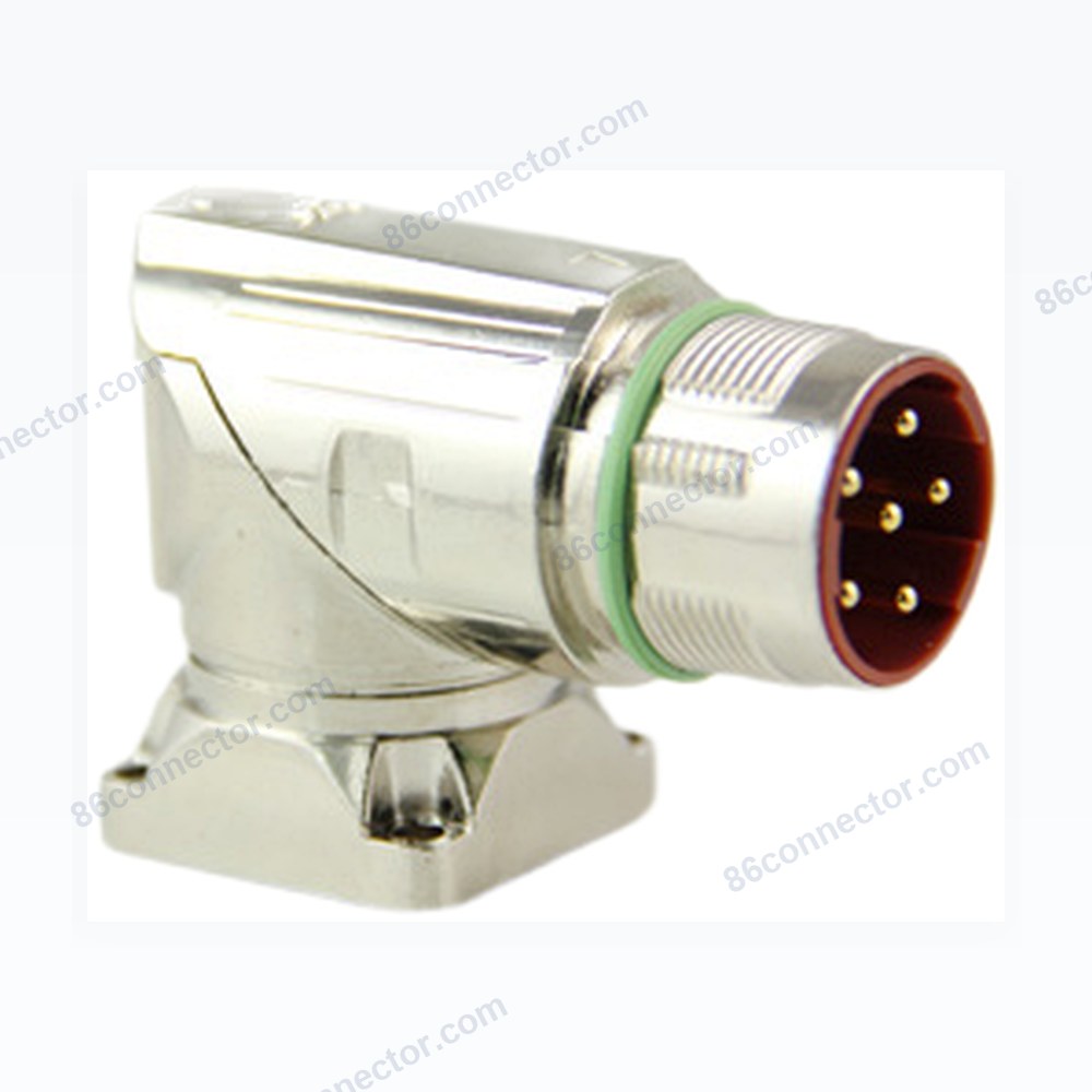 Zinc alloy M23 circular connector — Heavy duty angled receptacle(Wide base) -6-pin-8-pin