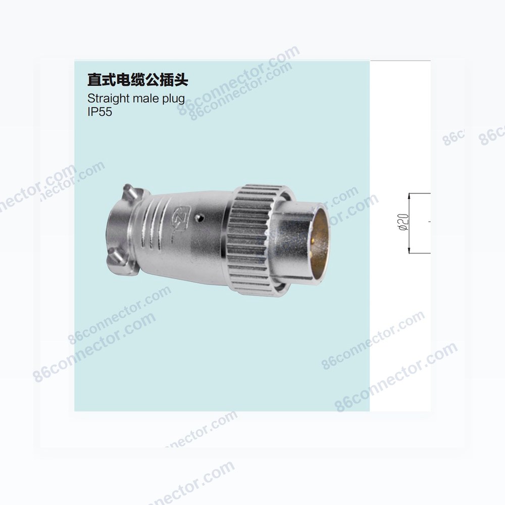 P32F-A straight cable male plug IP55