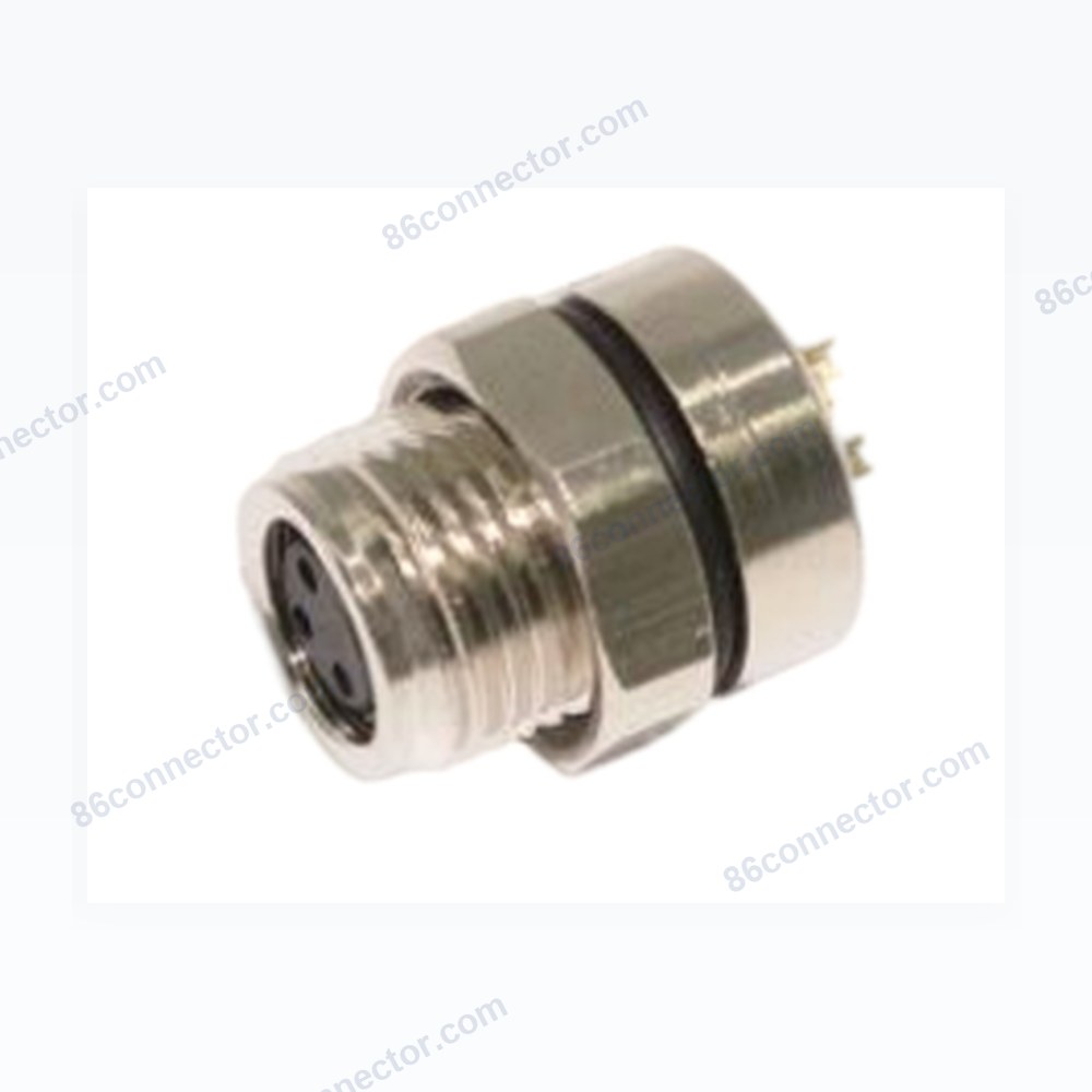 M8-12323 flange header connector hole soldering — seat front thread M12x1/IP67