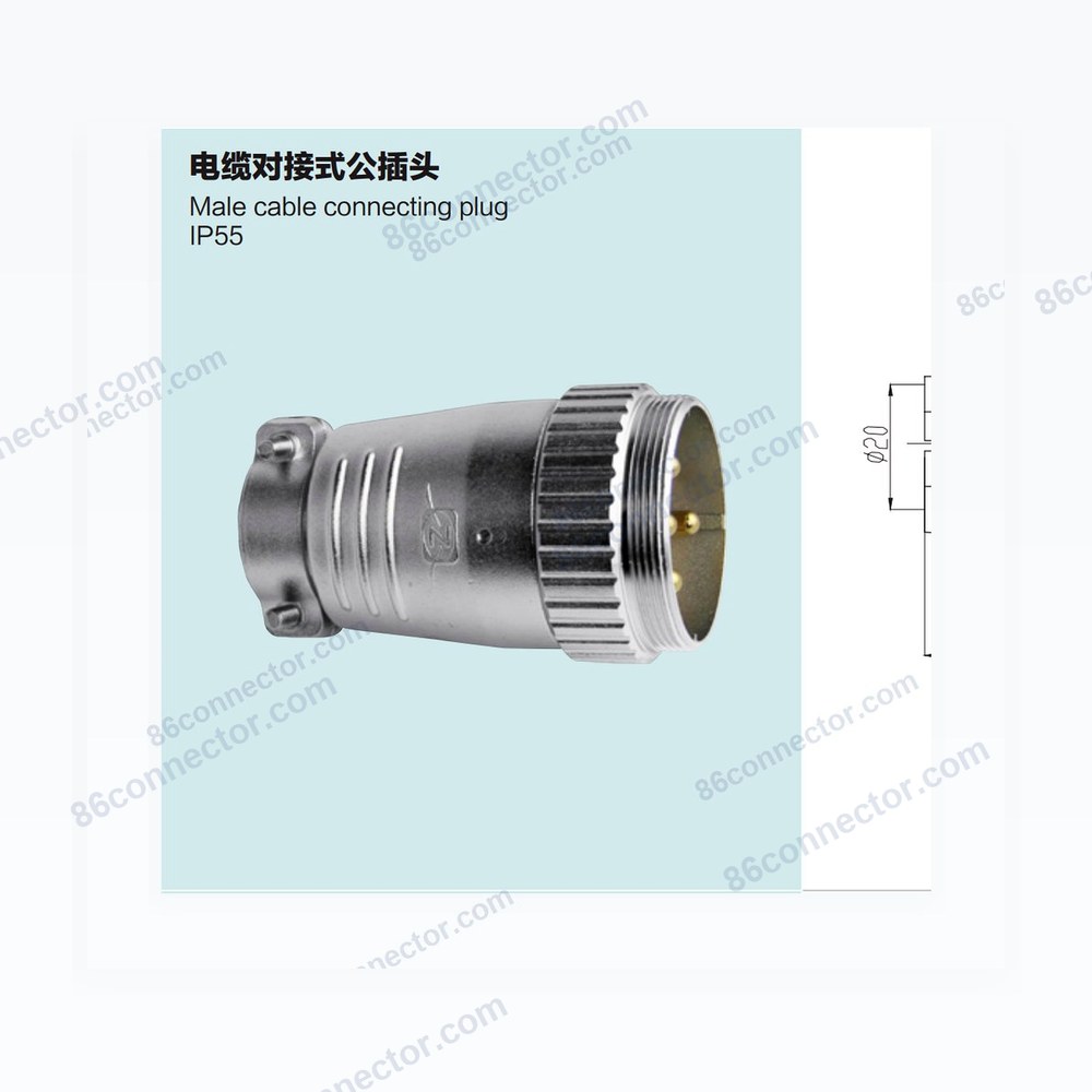 P32-K cable-docking male plug IP55